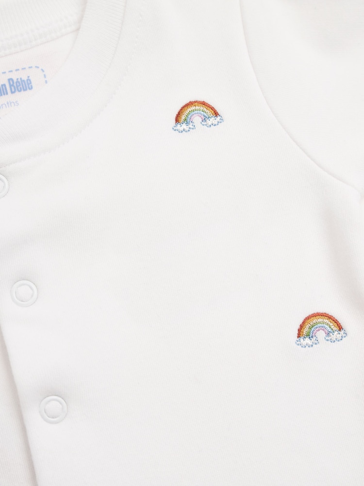 JoJo Maman Bébé Rainbow Personalised Embroidered Cotton Baby Sleepsuit - Image 5 of 5