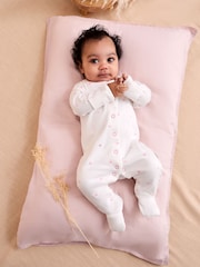 JoJo Maman Bébé Pink Heart Personalised Embroidered Cotton Baby Sleepsuit - Image 3 of 4