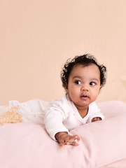 JoJo Maman Bébé Pink Heart Personalised Embroidered Cotton Baby Sleepsuit - Image 4 of 4