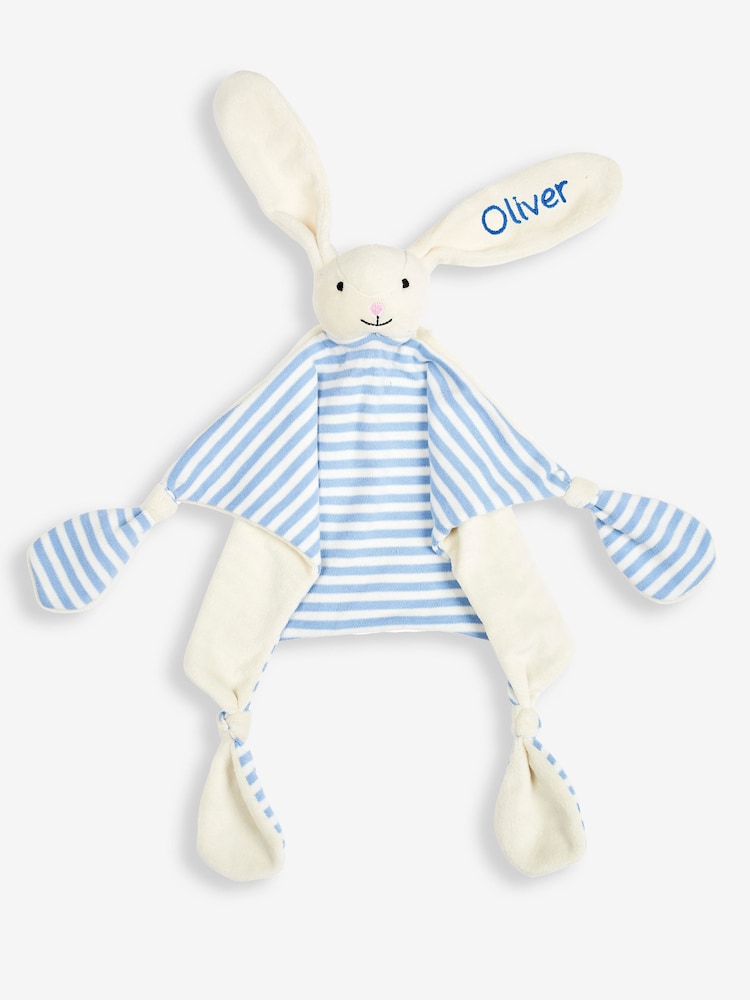 JoJo Maman Bébé Blue Rabbit Personalised Rabbit Comforter - Image 1 of 2