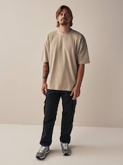 Stone Natural Oversized Heavyweight 100% Cotton T-Shirt - Image 1 of 6