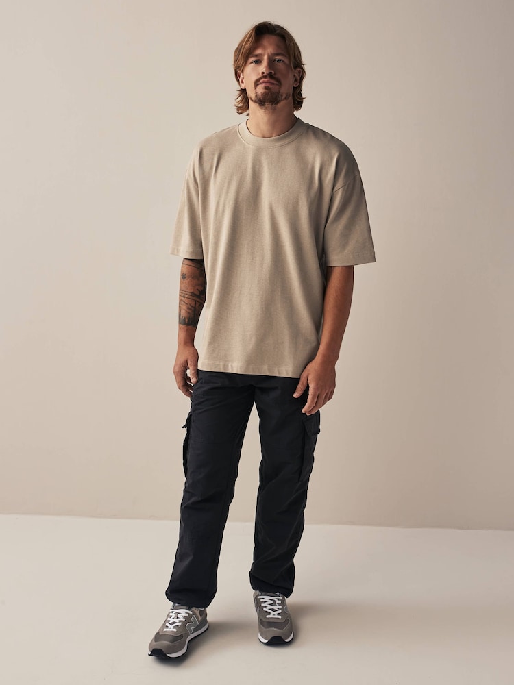Stone Natural Oversized Heavyweight 100% Cotton T-Shirt - Image 1 of 6