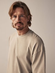 Stone Natural Oversized Heavyweight 100% Cotton T-Shirt - Image 3 of 6