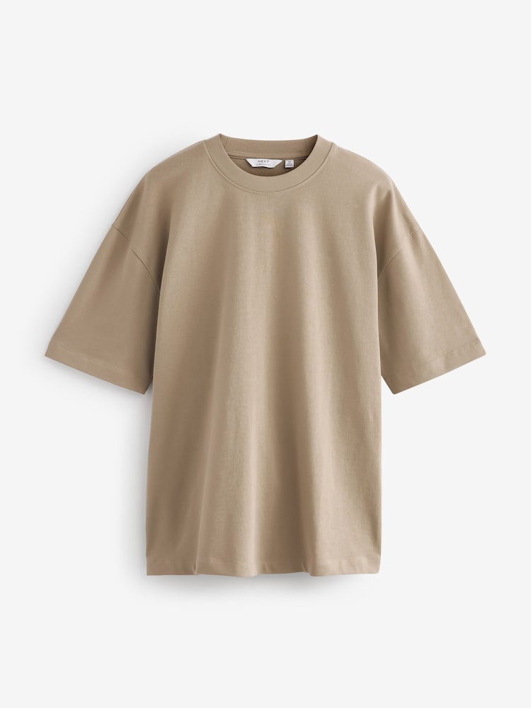 Stone Natural Oversized Heavyweight 100% Cotton T-Shirt - Image 4 of 6