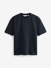 Blanc/bleu marine/pierre naturelle - Coupe ample - Lot de 3 t-shirts épais - Image 3 de 10