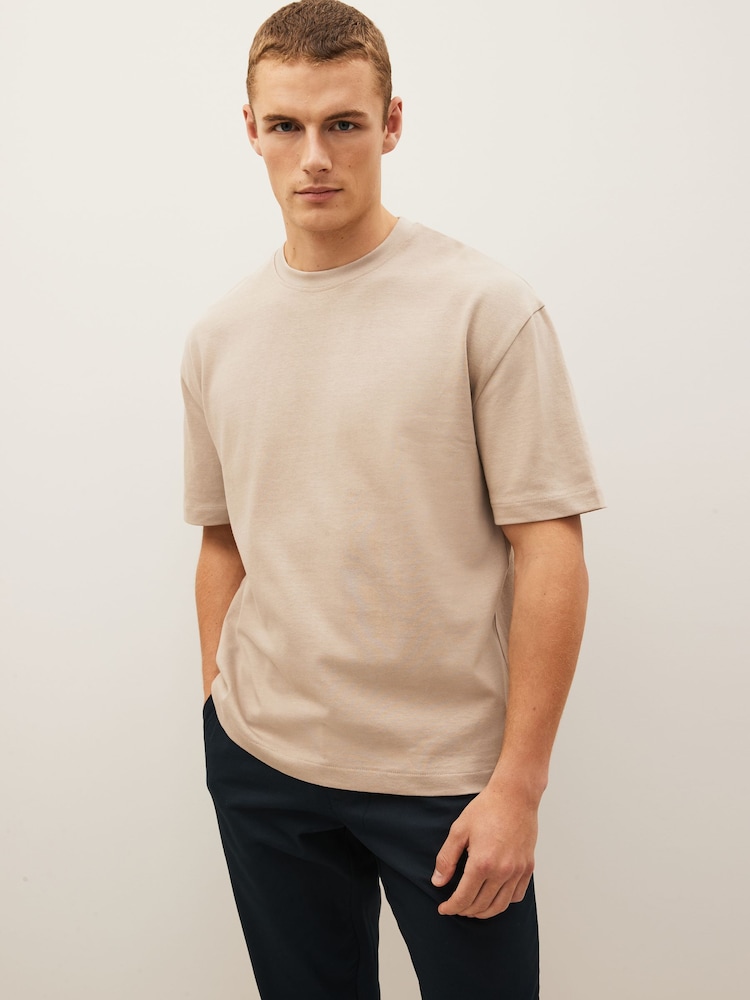 White/Navy Blue/Stone Natural Relaxed Fit Heavy weight T-Shirts 3 Pack - Image 5 of 10