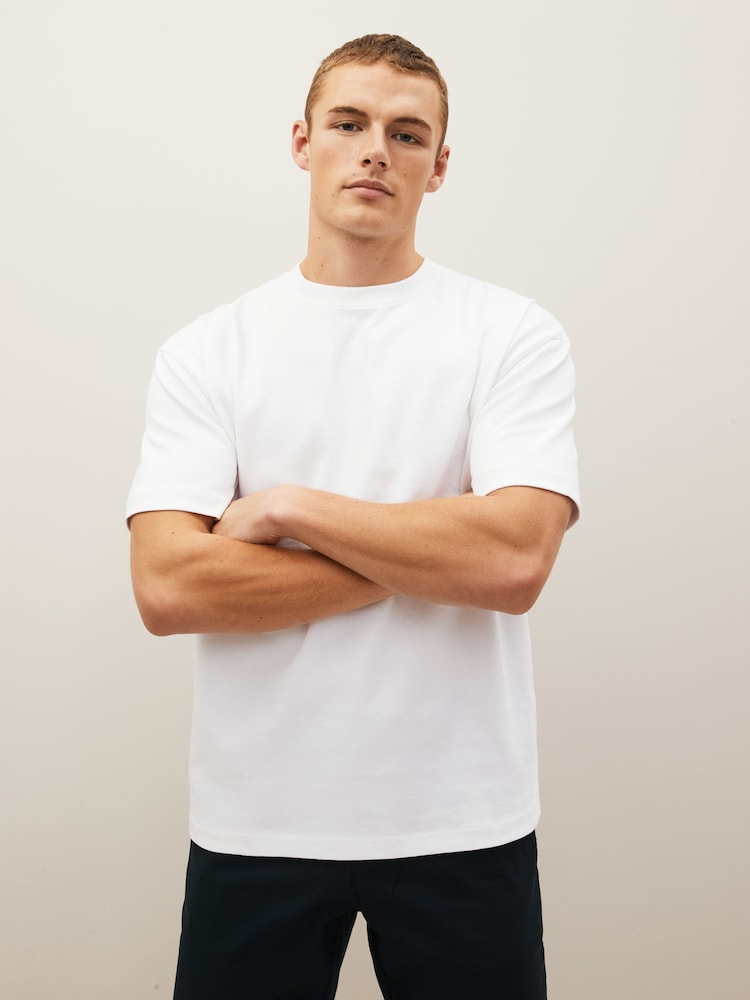 White/Navy Blue/Stone Natural Relaxed Fit Heavy weight T-Shirts 3 Pack - Image 7 of 10