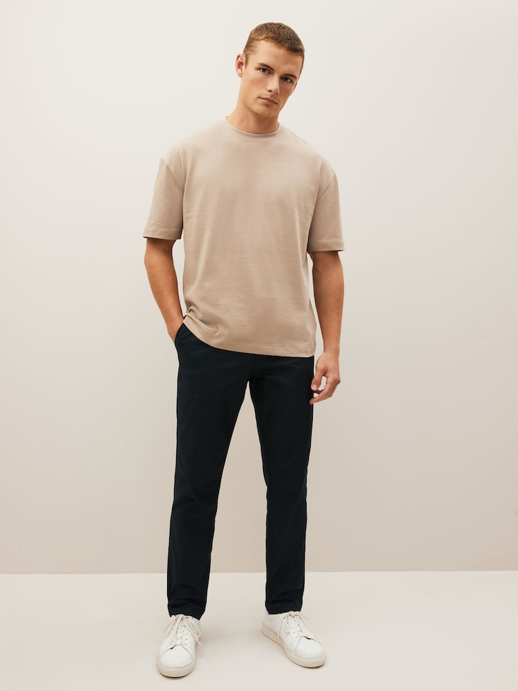 White/Navy Blue/Stone Natural Relaxed Fit Heavy weight T-Shirts 3 Pack - Image 8 of 10