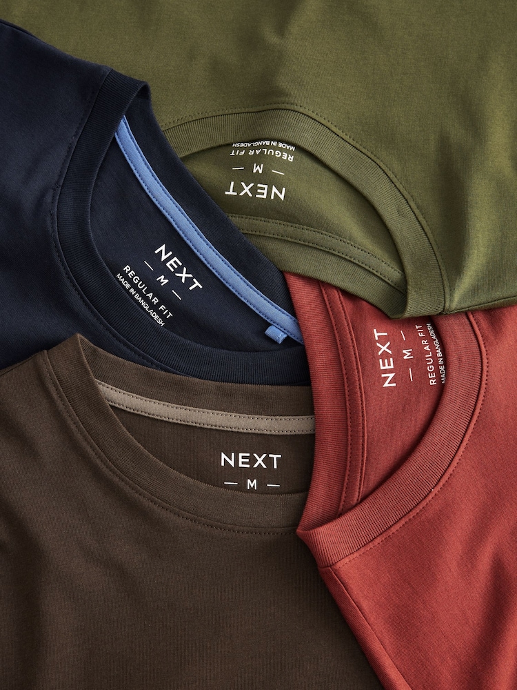Navy Blue/ Brown/ Rust Red/ Green T-Shirt 4 Pack - Image 3 of 3