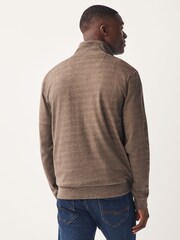 Grey Textured Long Sleeve Zip Neck Jumper - Image 3 of 7