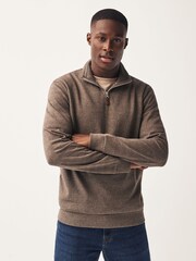 Grey Textured Long Sleeve Zip Neck Jumper - Image 4 of 7