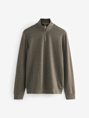 Grey Textured Long Sleeve Zip Neck Jumper - Image 5 of 7