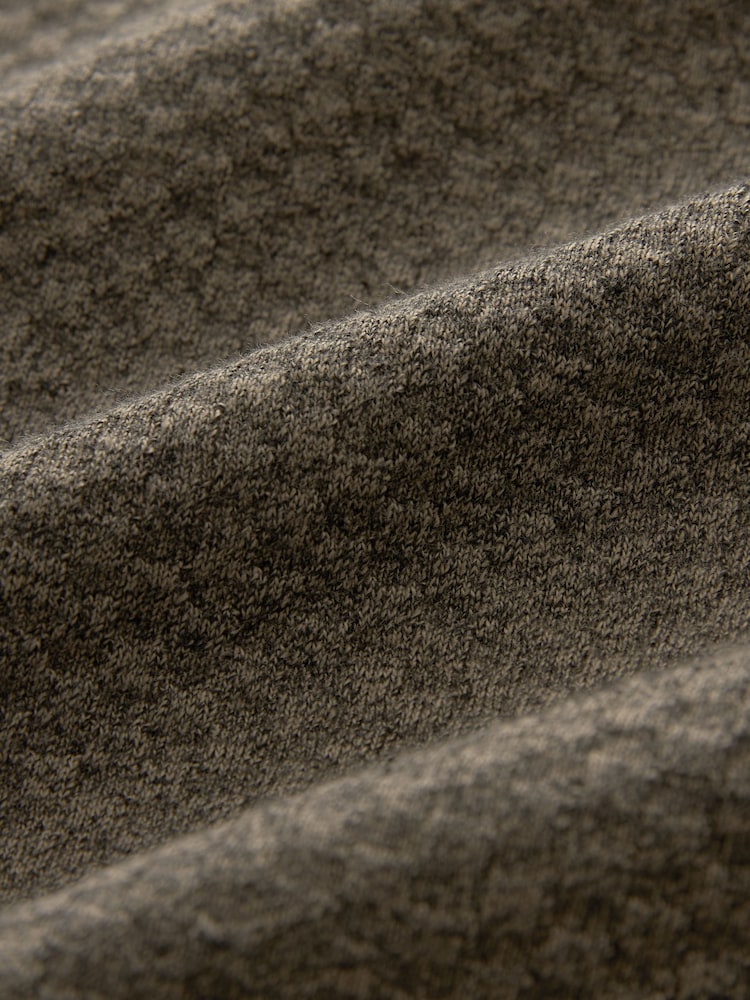 Grey Textured Long Sleeve Zip Neck Jumper - Image 7 of 7