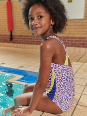 Pink Leopard Print Sports Cross-Back Swimsuit (3-16yrs) - Image 2 of 6