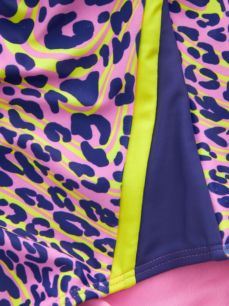 Pink Leopard Print Sports Cross-Back Swimsuit (3-16yrs) - Image 6 of 6