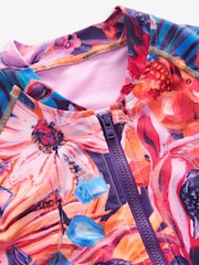 Purple Floral Long Sleeved Swimsuit (3-16yrs) - Image 6 of 7