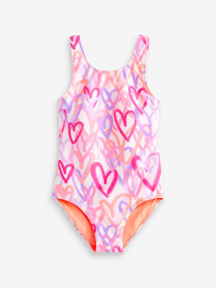Pink Heart Swimsuit (3-16yrs) - Image 1 of 3
