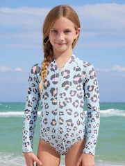 Blue Animal Print Long Sleeved Swimsuit (3-16yrs) - Image 1 of 6