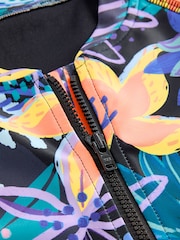 Black/Purple Tropical Long Sleeved Swimsuit (3-16yrs) - Image 4 of 4