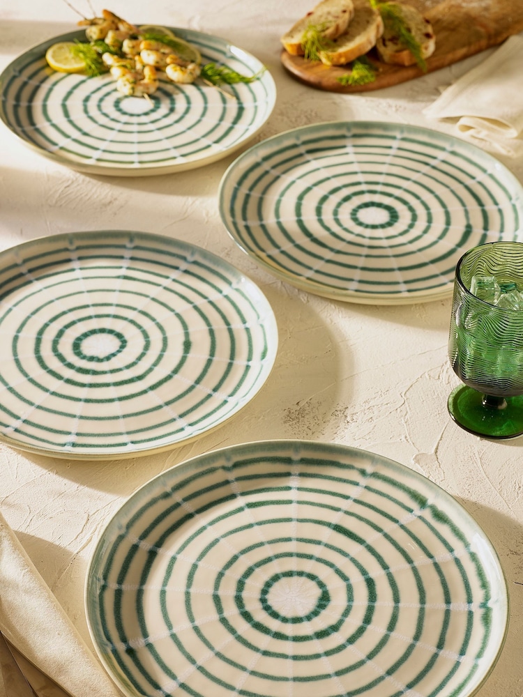 Set of 4 Teal Blue Almeria Dinner Plates - Image 1 of 5