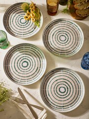 Set of 4 Teal Blue Almeria Dinner Plates - Image 2 of 5