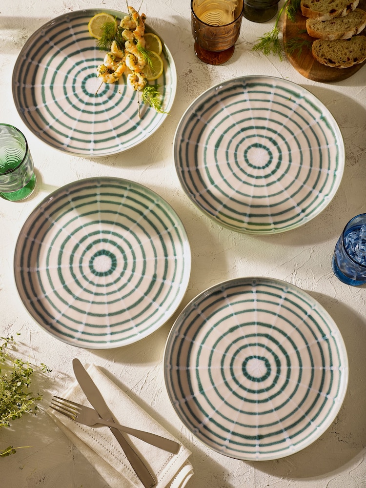 Set of 4 Teal Blue Almeria Dinner Plates - Image 2 of 5