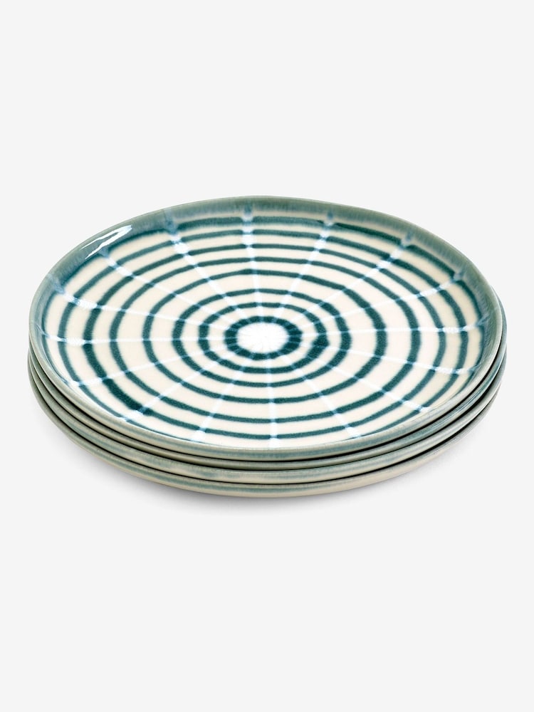 Set of 4 Teal Blue Almeria Dinner Plates - Image 5 of 5