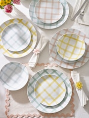 12 Piece Multi Checked Pattern Dinner Set - Image 1 of 3