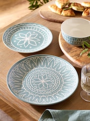 12 Piece Teal Blue Tuscany Dinner Set - Image 1 of 4