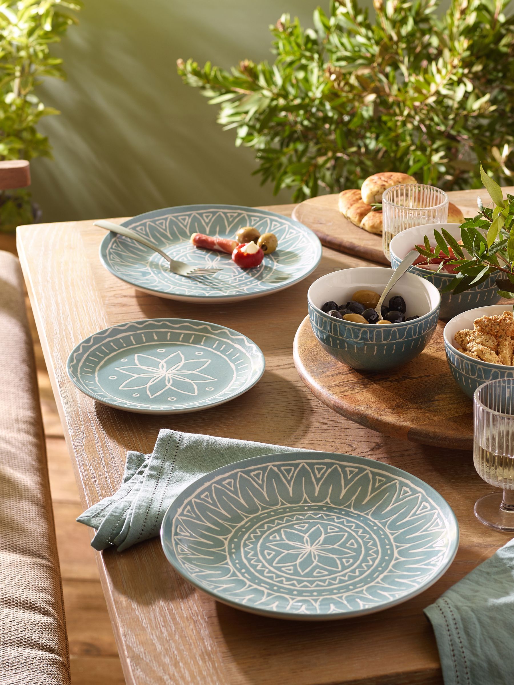 Buy 12 Piece Teal Blue Tuscany Dinner Set from Next USA
