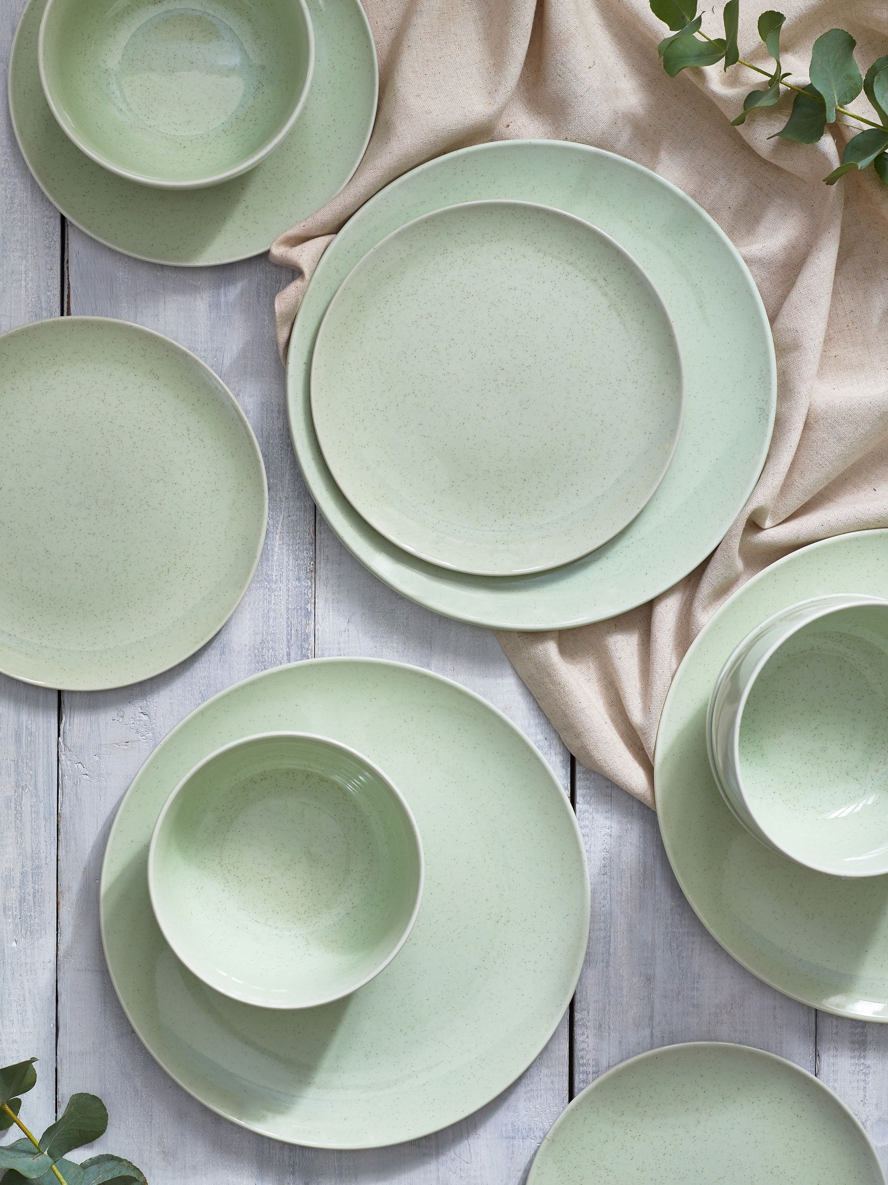 12 Piece Light Sage Green Finn Dinner Set