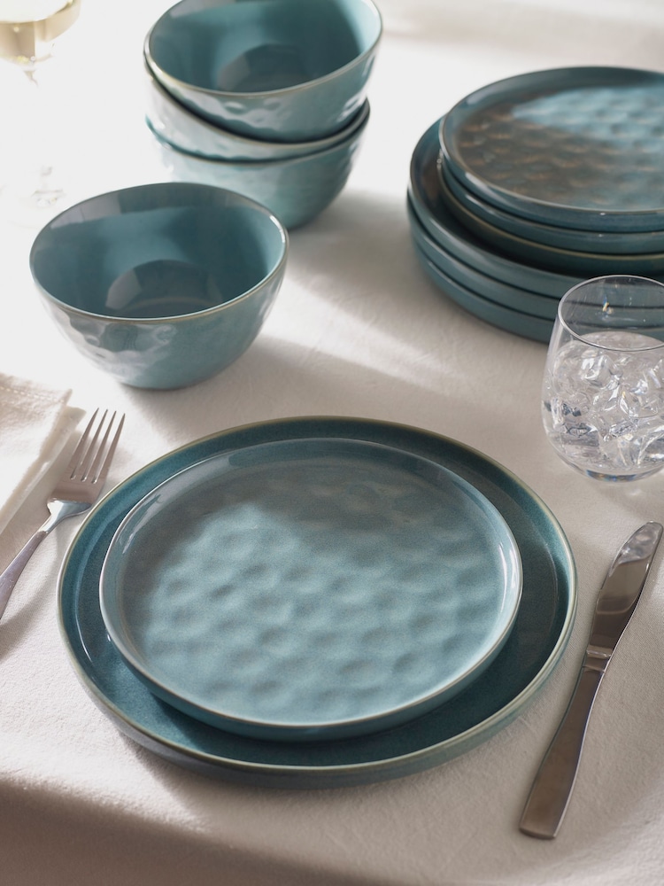Teal Blue Willow 12 Piece Dinner Set - Image 1 of 3