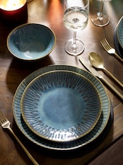 12 Piece Teal Blue Collins Dinner Set - Image 1 of 6