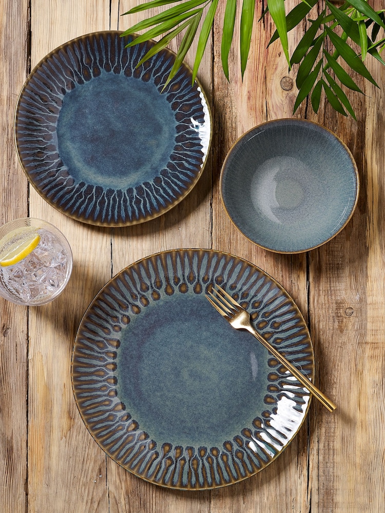 12 Piece Teal Blue Collins Dinner Set - Image 2 of 6