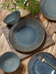 12 Piece Teal Blue Collins Dinner Set - Image 3 of 6