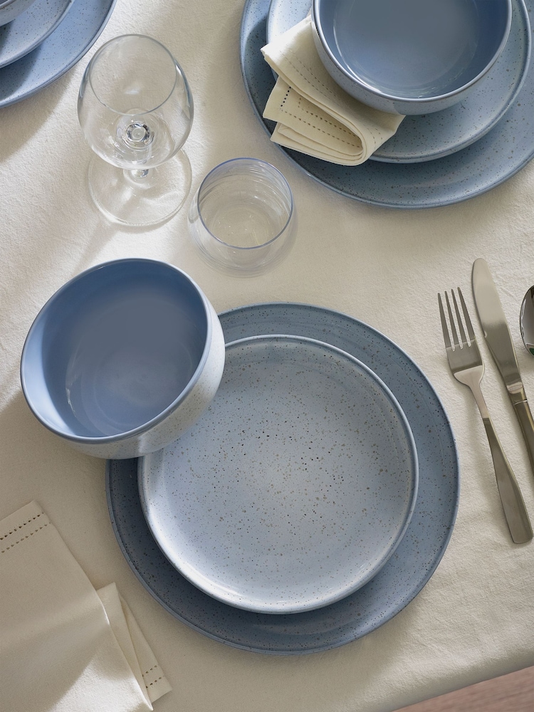 12 Piece Light Blue Lani Speckle Dinner Set - Image 1 of 6 12 Piece Light Blue Lani Speckle Dinner Set - Image 1 of 6