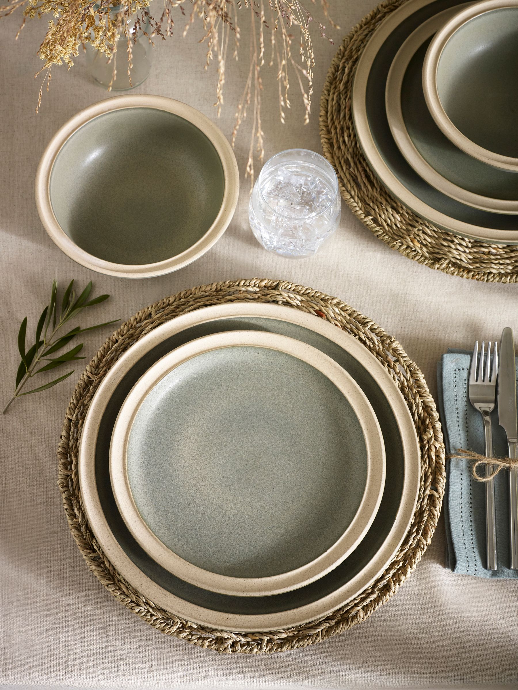 Buy 12 Piece Green Boughton Dinner Set from Next Luxembourg
