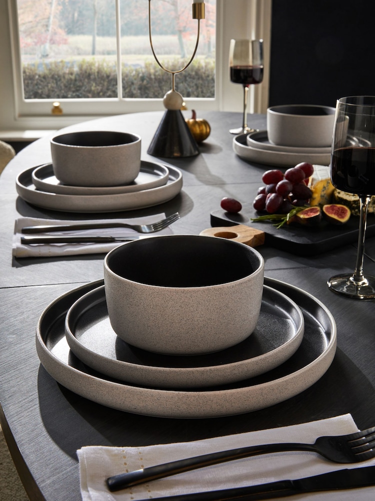 12 Piece Black Otis Dinner Set - Image 1 of 4