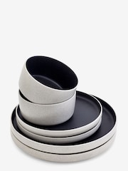 12 Piece Black Otis Dinner Set - Image 5 of 5