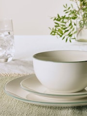 12 Piece Sage Green Rim Dinner Set - Image 2 of 2