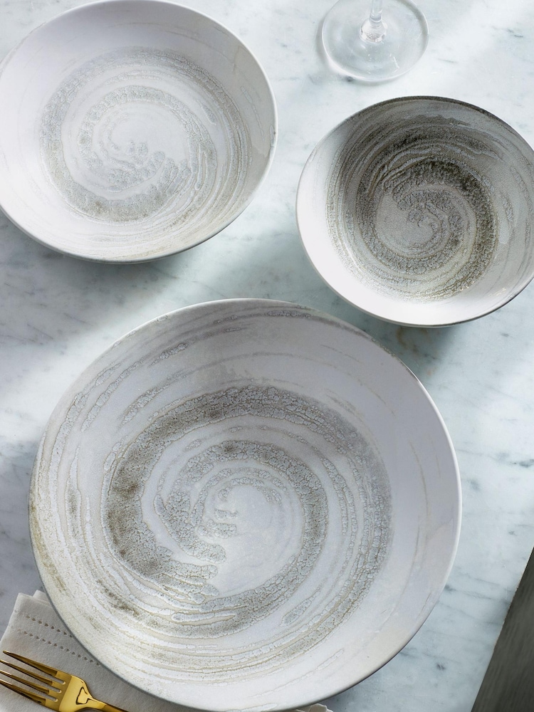 12 Piece Grey Swirl Dinner Set - Image 2 of 7