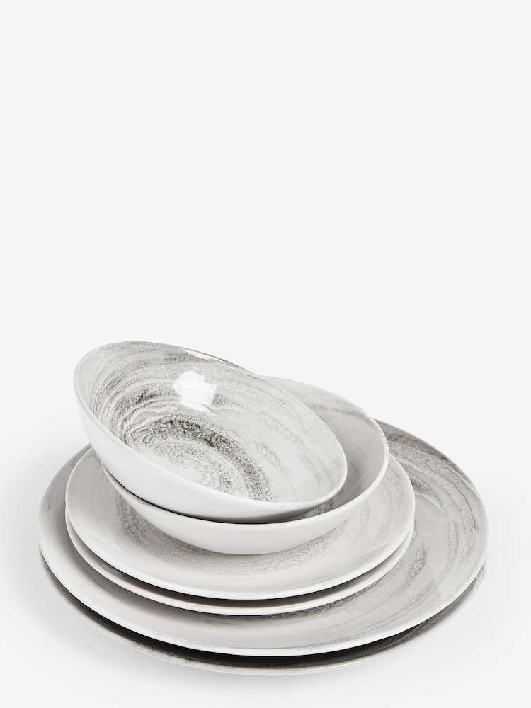 12 Piece Grey Swirl Dinner Set - Image 7 of 7