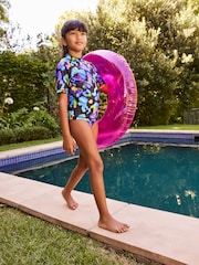 Multi Bright Black Animal Print Rash Vest Set (3-16yrs) - Image 2 of 9