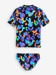 Multi Bright Black Animal Print Rash Vest Set (3-16yrs) - Image 8 of 9