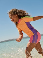 Orange/Pink Sunsafe Rash Vest And Shorts Set (3-16yrs) - Image 5 of 8