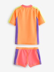 Orange/Pink Sunsafe Rash Vest And Shorts Set (3-16yrs) - Image 7 of 8