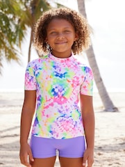Purple Heart Tie Dye Rash Vest and Shorts Set (3-16yrs) - Image 1 of 2