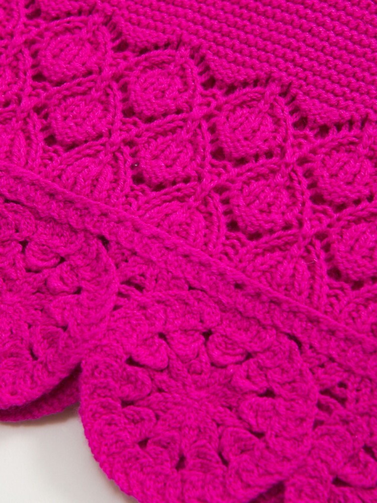 Abercrombie & Fitch Pink Crochet Knitted Tank Top Vest With Flower Hem Detail - Image 2 of 2