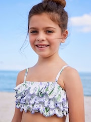 Blue Floral Tiered Bikini (3-16yrs) - Image 2 of 5