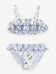 Blue Floral Tiered Bikini (3-16yrs) - Image 3 of 5